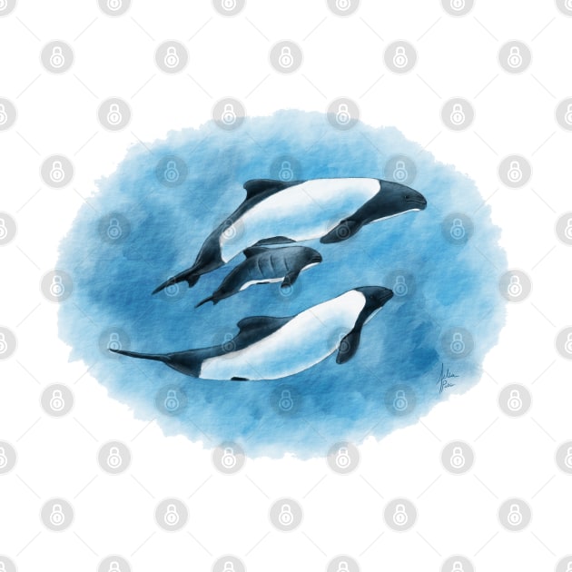 Commerson's Dolphin Family by Art by Aelia