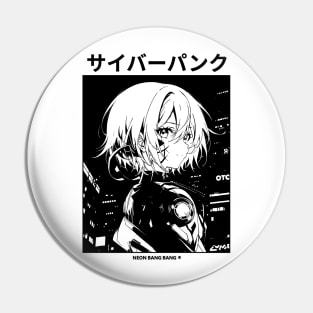 Cyberpunk Girl Manga Aesthetic Goth Grunge White Pin
