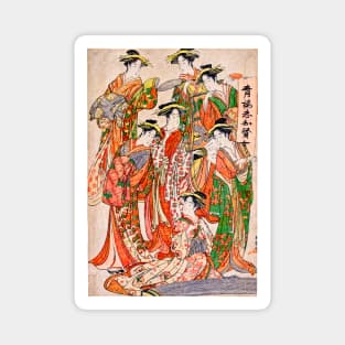 Seven Wise Women of the Pleasure Quarters, Katsukawa Shunsho 1780s Magnet