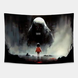 Halloween Boo: The Night the Giant Goblin with Red Eyes Said "Boo" Tapestry