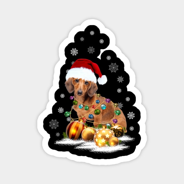 Dachshund Christmas Light Dog Lovers Funny Gifts Magnet by Sky at night