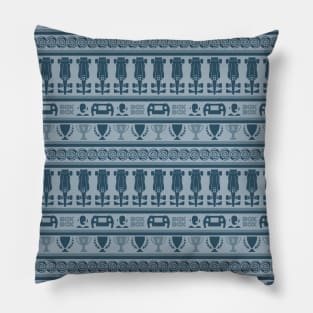 F1 Racing Sapphire and Grey Striped Pattern Design Pillow