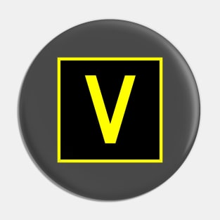 V - Victor - FAA taxiway sign, phonetic alphabet Pin