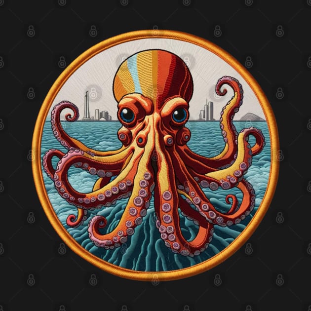 City Octopus Embroidered Patch by Xie