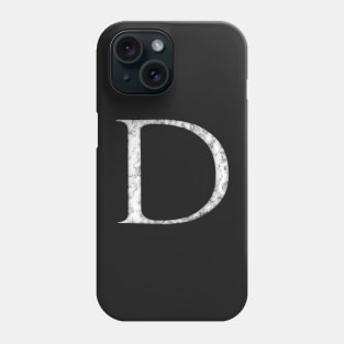 D in Roman White Marble Latin Alphabet Letter Sticker Phone Case