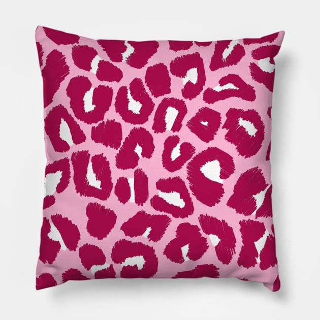 Large, Burgundy Leopard Spots on Pink Pillow by OneThreeSix