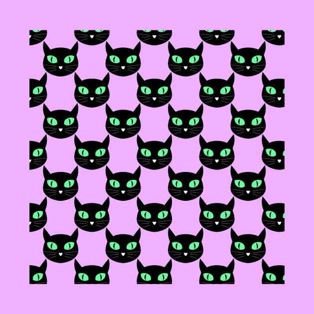 Black cats with green eyes pattern by galaxieartshop