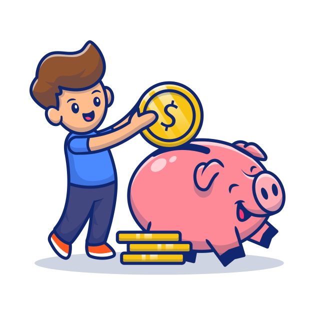 Cute Boy Insert Coin Into Piggy Bank by Catalyst Labs