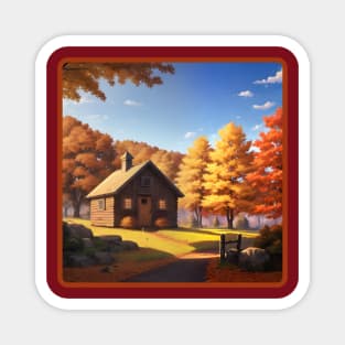 Cozy Cottage in Autumn Magnet