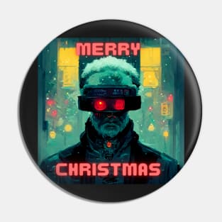 Cyberpunk santa claus Merry Christmas Pin