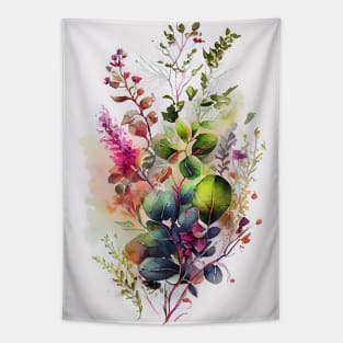 Spring times flowers watercolor art Tapestry