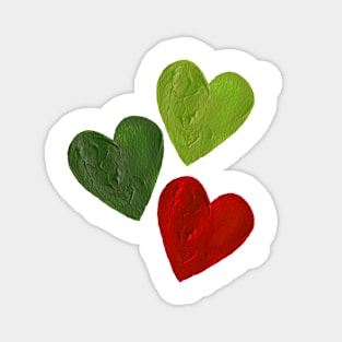 Scattered Hearts - Green and Red Magnet