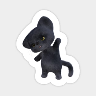 3D rendering of an adorable black Kitten Magnet