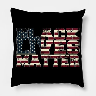 Black Lives Matter Say Their Names USA Grunge Flag Text Pillow