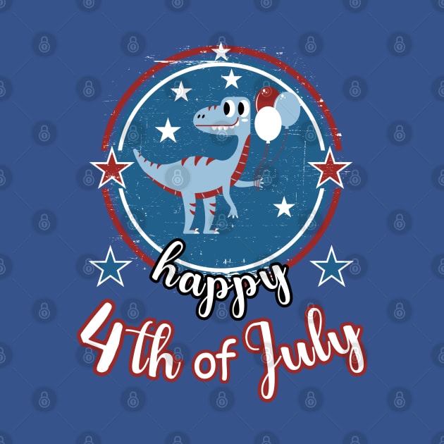 Happy 4th of July Cute Patriot Dinosaur by Cute Pets Graphically