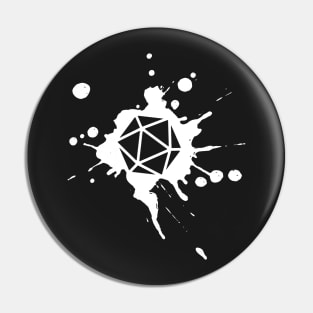 D20 Dice Paint Splatter TRPG Tabletop RPG Gaming Addict Pin