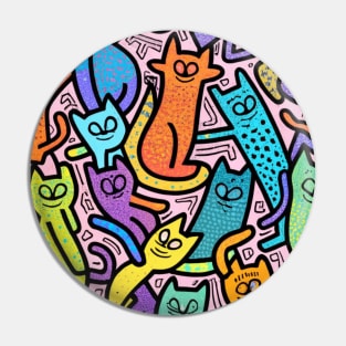 Retro Cat Graffiti Art Pin