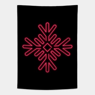 Neon Snowflake Red Tapestry
