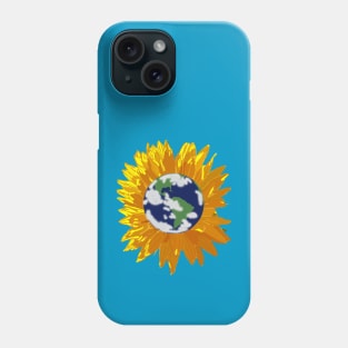 Sunflower with Green and Blue Planet Earth Center Phone Case