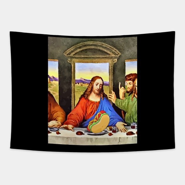 last supper - hot dog Tapestry by ruben vector designs