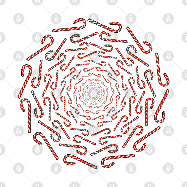 Christmas Holidays Candy Canes Ever Decreasing Circles Graphic by ellenhenryart