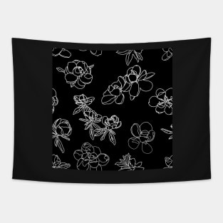Magnolia Sketch Repeat White on Black 5748 Tapestry