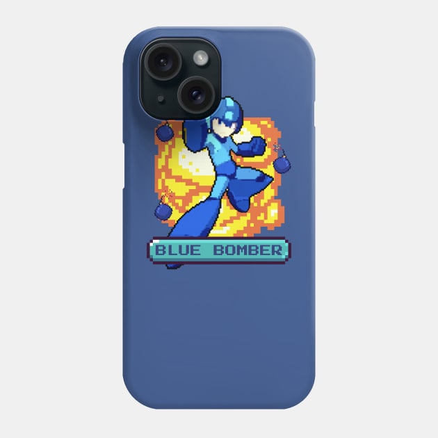 Blue Bomber Pixel Phone Case by Thermul Bidean