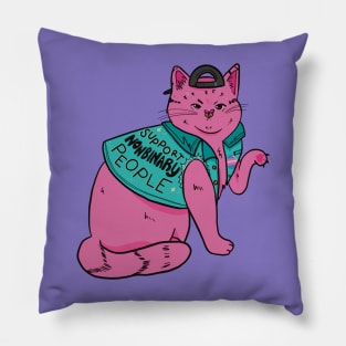 Support Nonbinary People - Cat Pillow
