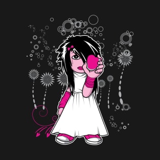 Cute Emo Girl with Heart T-Shirt