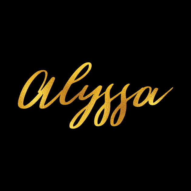 Alyssa Name Hand Lettering in Gold Letters by Pixel On Fire