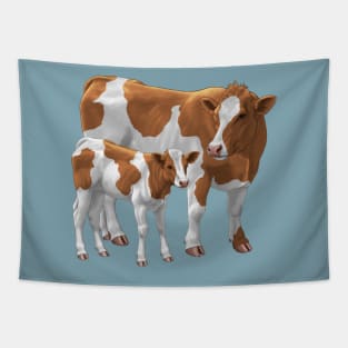 Guernsey Cow and Cute Calf Tapestry