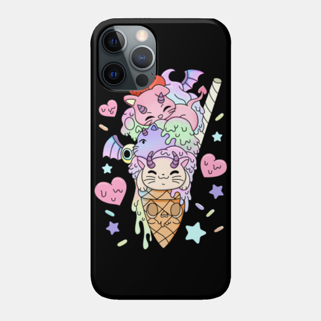 Kawaii Pastel Goth Cute Baphomet Cats Ice Cream Anime - Pastel Goth - Phone Case