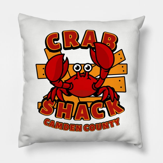 Ernie's Crab Shack Pillow by Vault Emporium