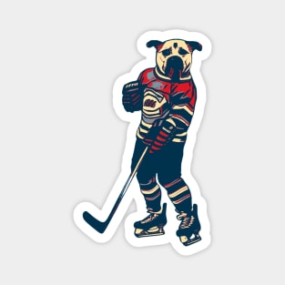 Funny Dog Ice Hockey Player Magnet