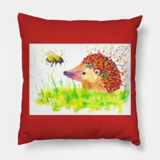 Hedgehog and a bumble bee Pillow