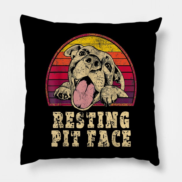 Pitbull Dog Resting Pit Face Cute Vintage Pitbull Lovers Pillow by Lever K mauldin