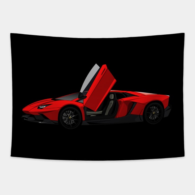 Red Supercar Tapestry by dipurnomo