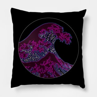 The Great Neon Wave Pillow