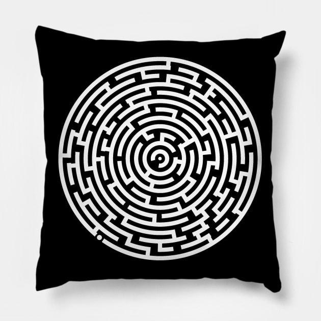 Maze Labyrinth Maze Runner Circle Pillow by ballhard