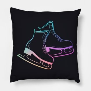 Ice Skates Figure Skating Rainbow Pillow