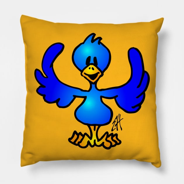 Blue twitter bird Pillow by Cardvibes