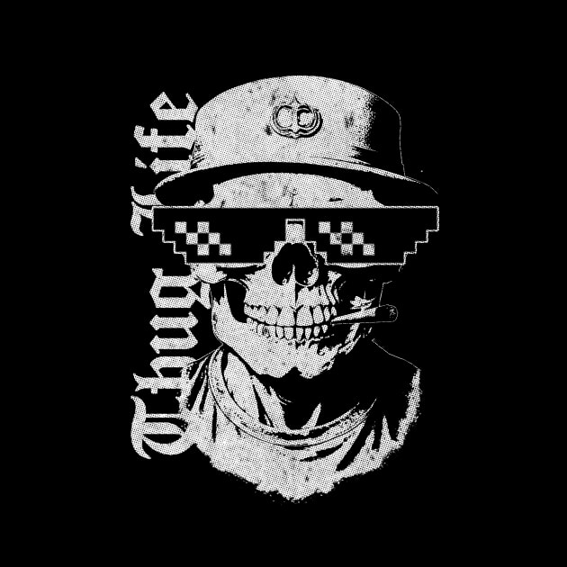 THUG LIFE SKULL Vintage Stencil by HelloDisco