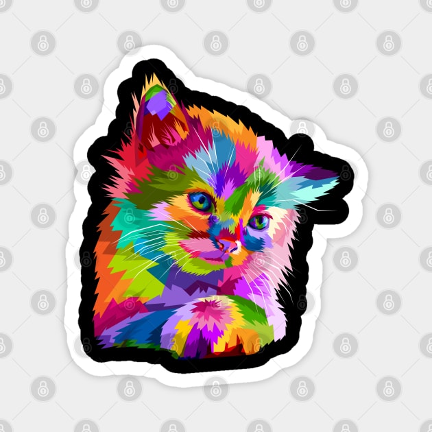 Colorful Cat Kitten Lover Magnet by LotusTee