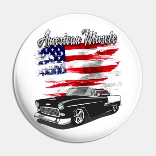 1955 Black and White Chevy Bel Air American Muscle Print Pin