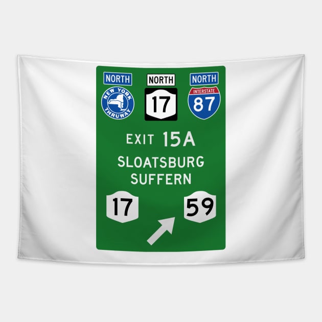 New York Thruway Northbound Exit 15A: Sloatsburg Suffern Rte 17 Tapestry by MotiviTees