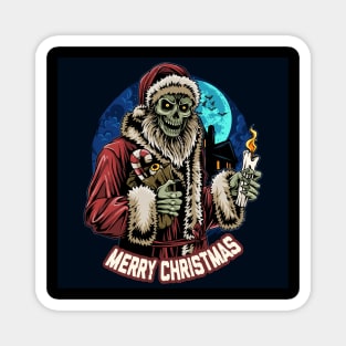 christmas-santa-claus-skull-zombie-holding-candle-midnight Magnet