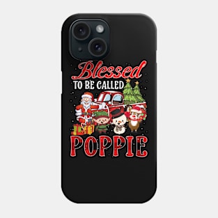 Blessed To Be Called Poppie Christmas Buffalo Plaid Truck Phone Case