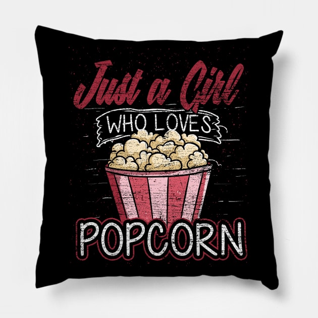 Popcorn Girl Retro Cinema Pillow by ShirtsShirtsndmoreShirts