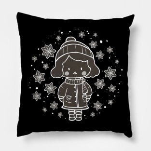 Winter Shy Girl Pillow