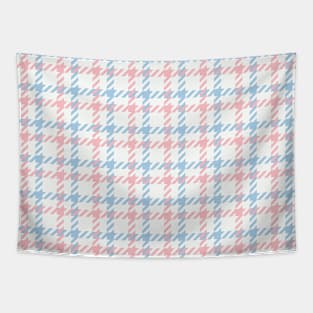 Pink and Blue Houndstooth, Shepherd Check, Plaid Tapestry
